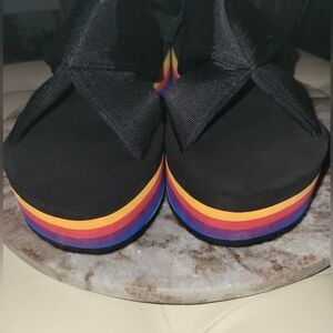 Rocket Dog Black Platform Sandals with Rainbow Sole